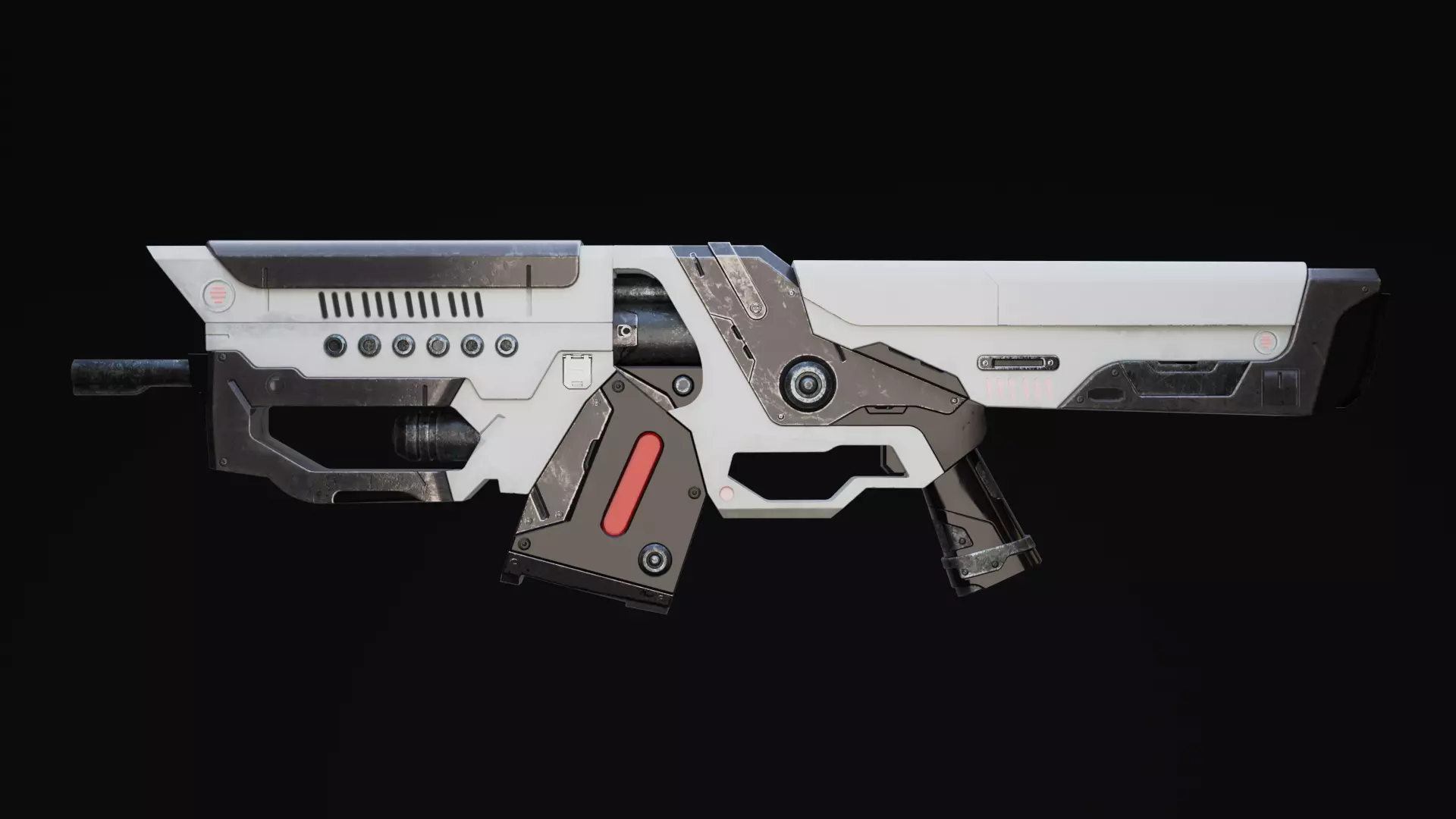 Thraxal Rifle Scifi Game Ready Low-poly 3D model_0