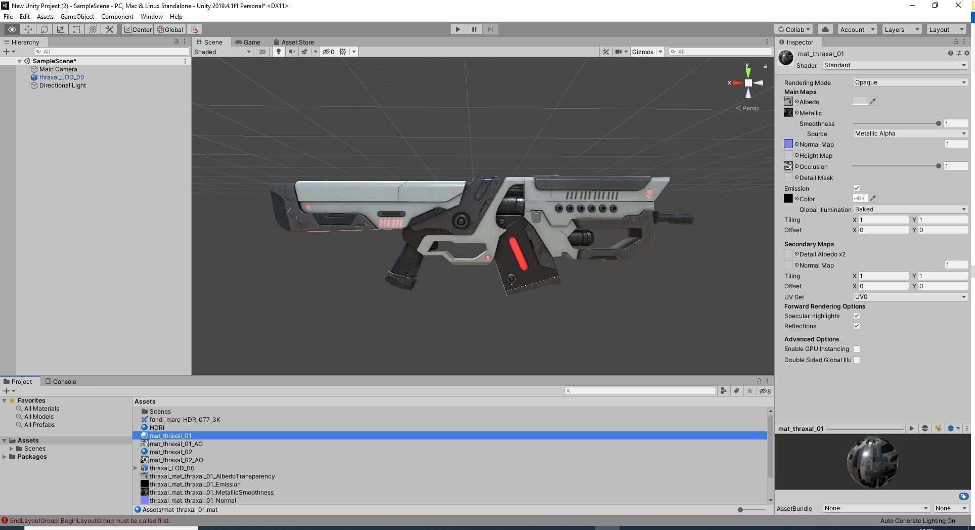 Thraxal Rifle Scifi Game Ready Low-poly 3D model_5