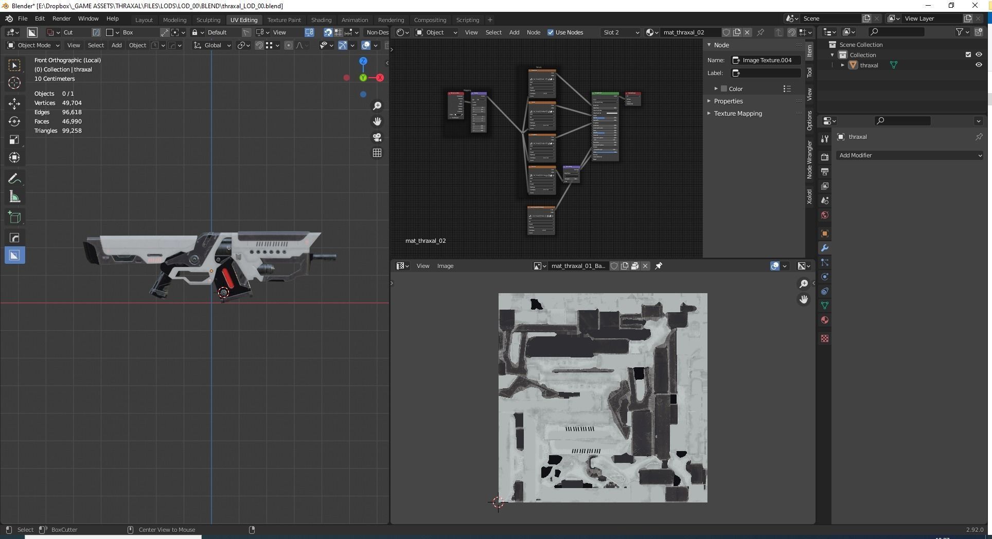 Thraxal Rifle Scifi Game Ready Low-poly 3D model_7
