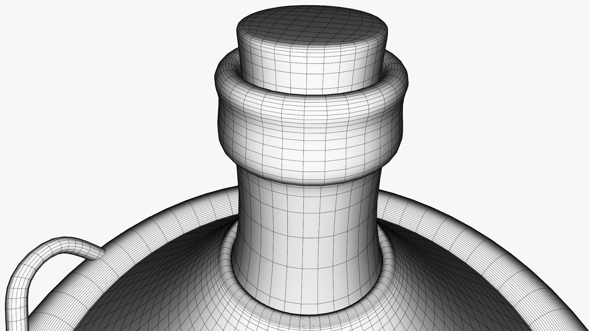 Demijohn wine bottle in wicker basket 3D model_14