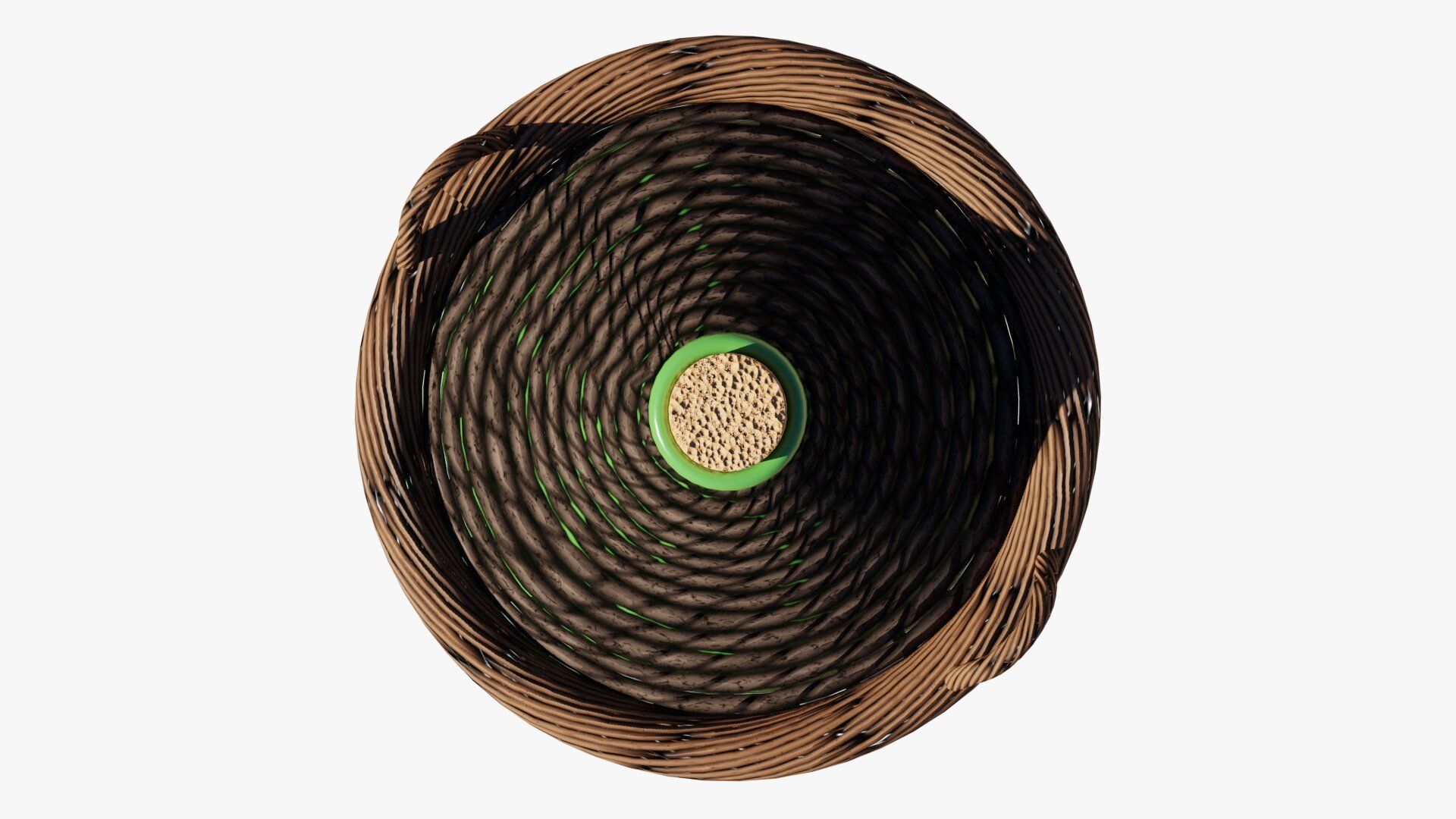 Demijohn wine bottle in wicker basket 3D model_7