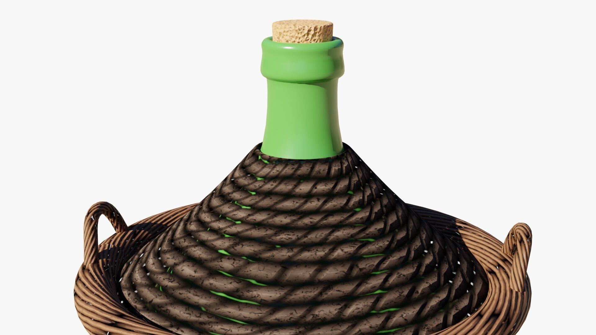 Demijohn wine bottle in wicker basket 3D model_5