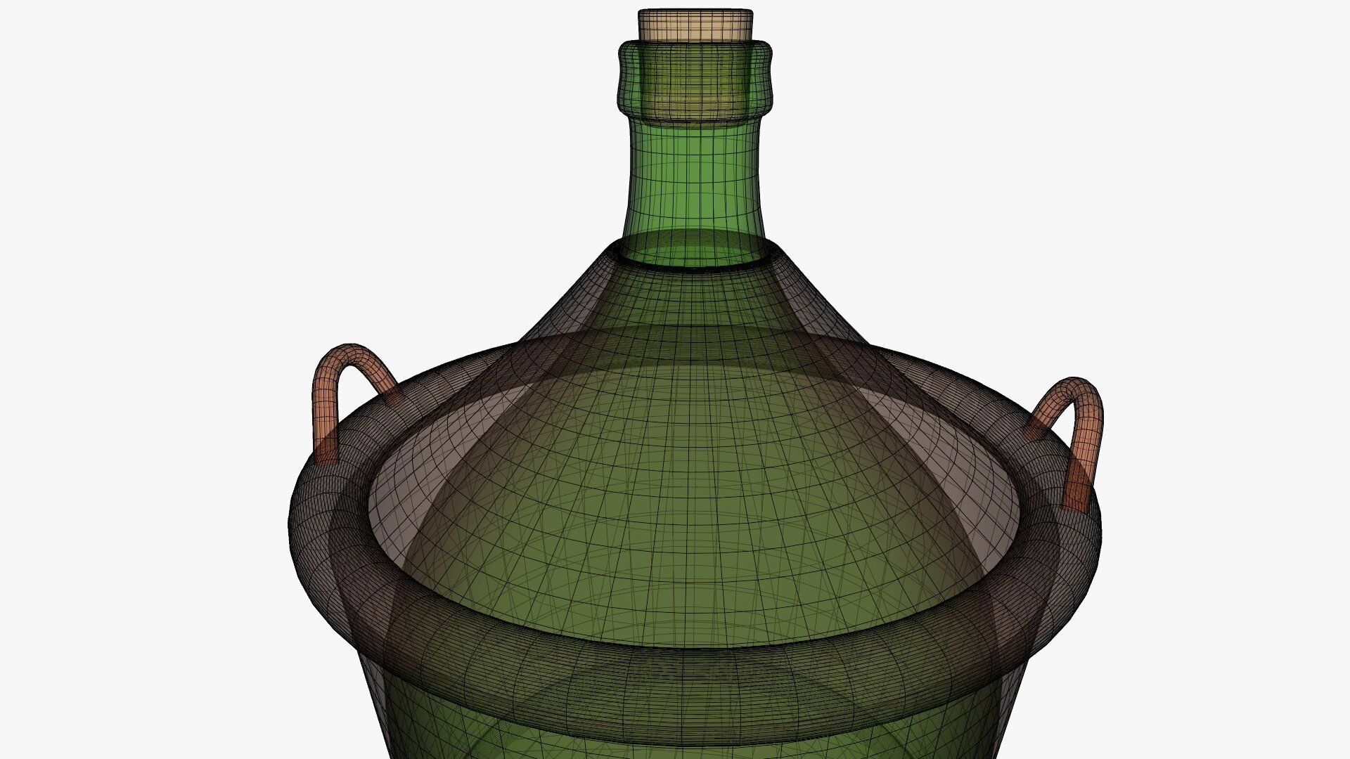 Demijohn wine bottle in wicker basket 3D model_17