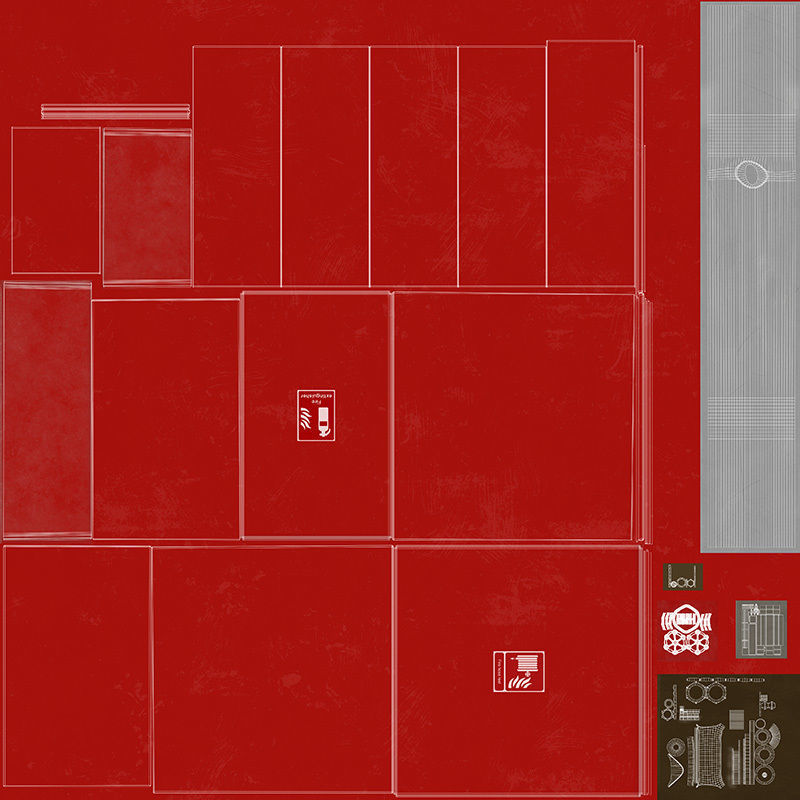 Fire Extinguisher Box Low-poly 3D model_9