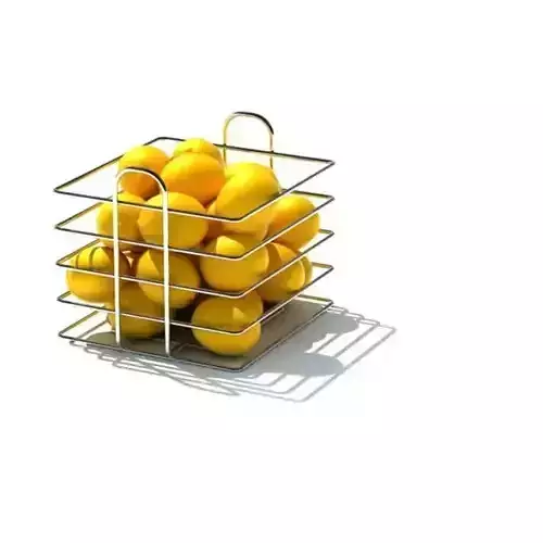 Square Chrome Metal Fruit Basket 3D model