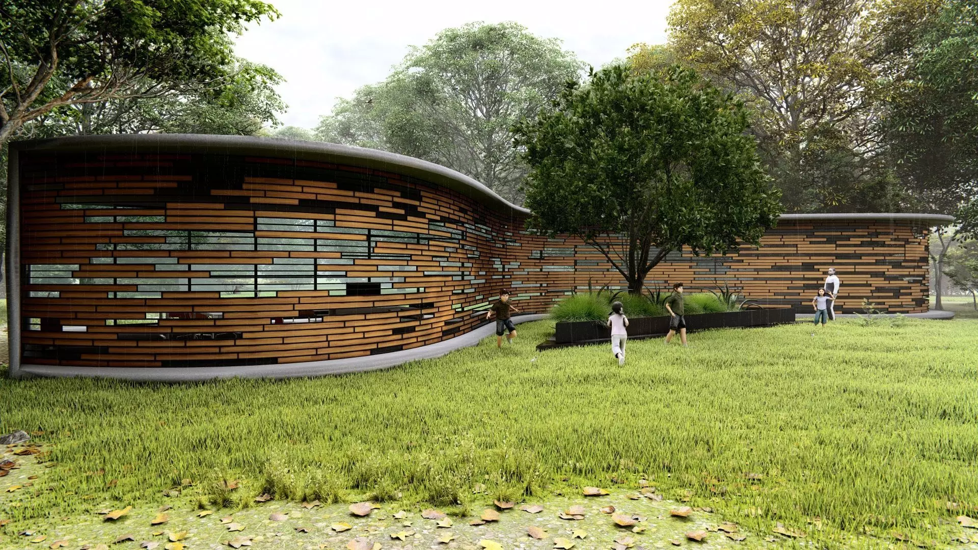 parametric facade design scene  3D print model_0