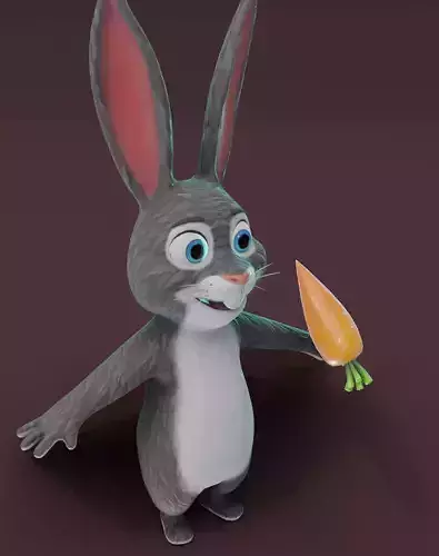 Cartoon Rabbit Animated 3D Model Low-poly 3D model