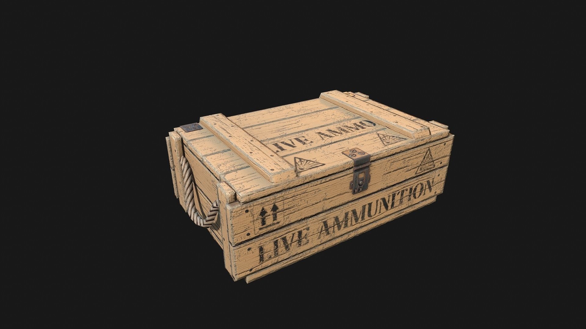 Low Poly PBR Wooden Military Crate 1 Low-poly 3D model_8