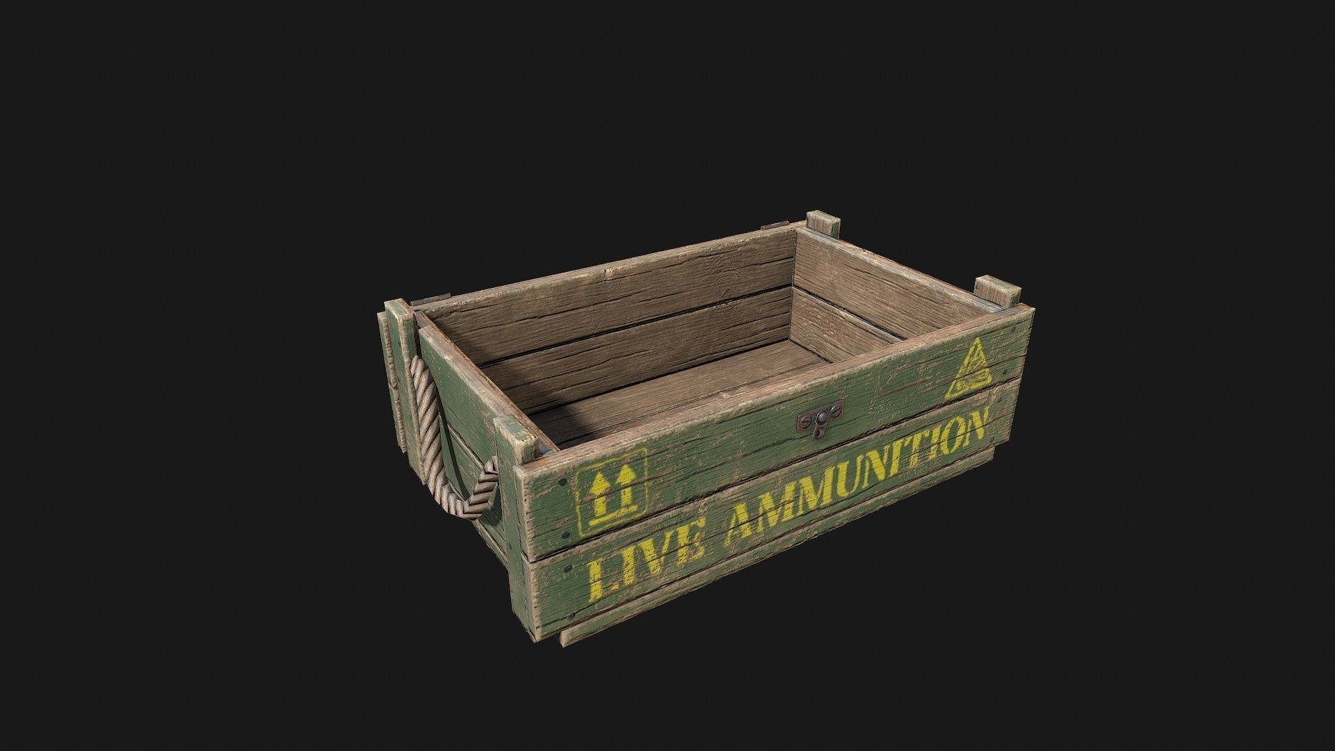 Low Poly PBR Wooden Military Crate 1 Low-poly 3D model_2