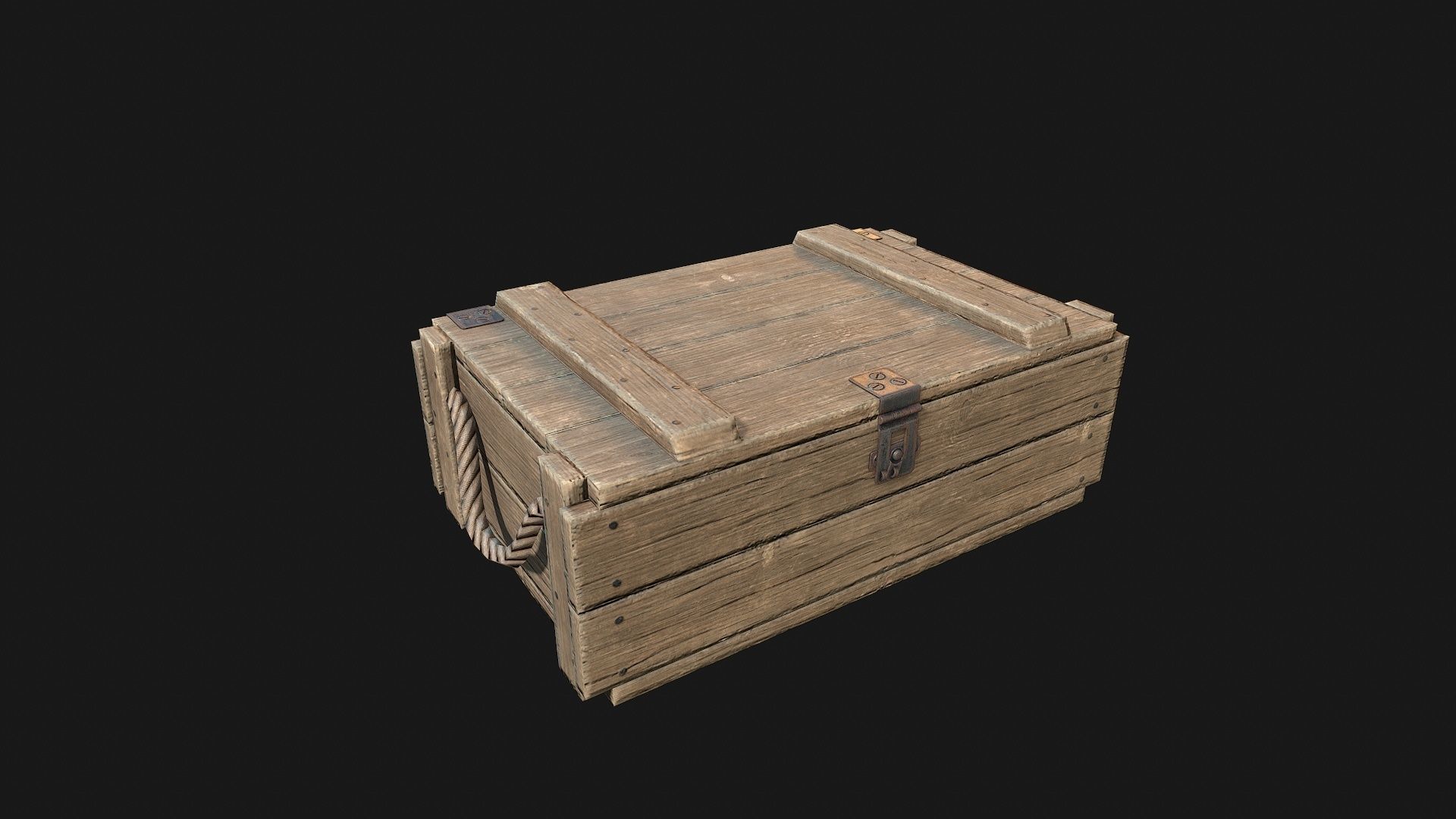 Low Poly PBR Wooden Military Crate 1 Low-poly 3D model_9