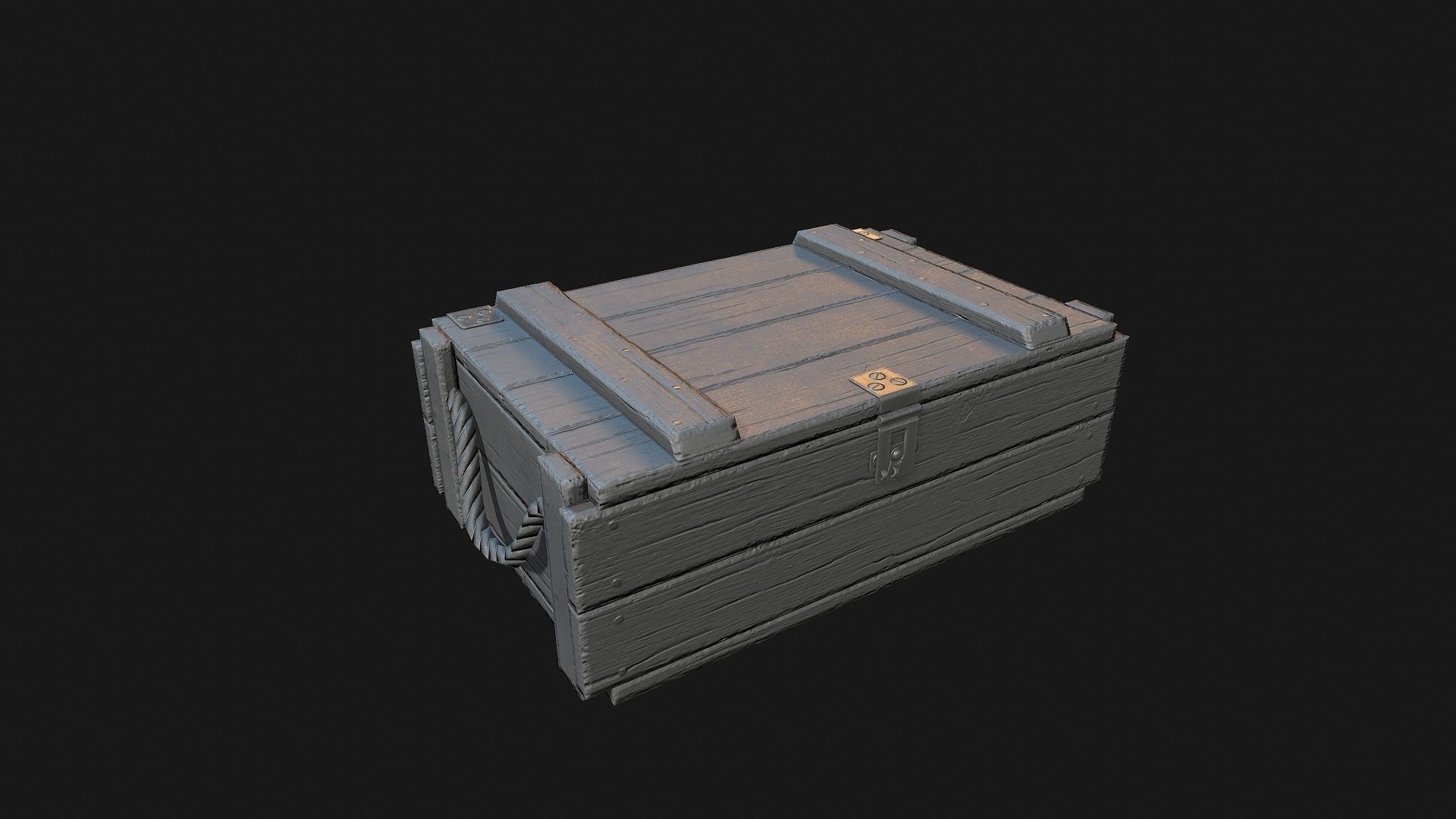 Low Poly PBR Wooden Military Crate 1 Low-poly 3D model_10