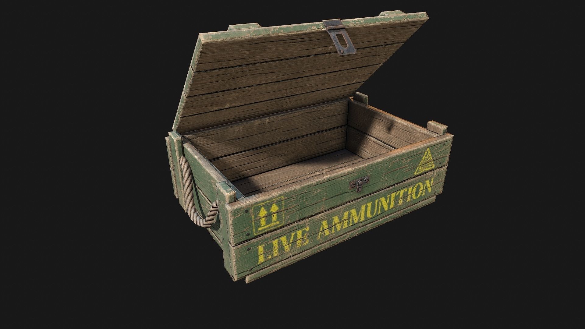 Low Poly PBR Wooden Military Crate 1 Low-poly 3D model_4