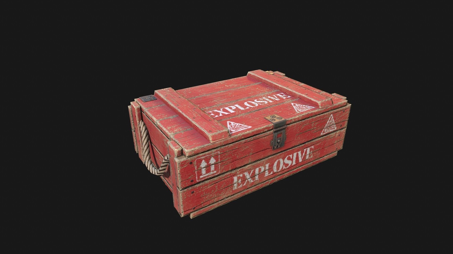 Low Poly PBR Wooden Military Crate 1 Low-poly 3D model_6