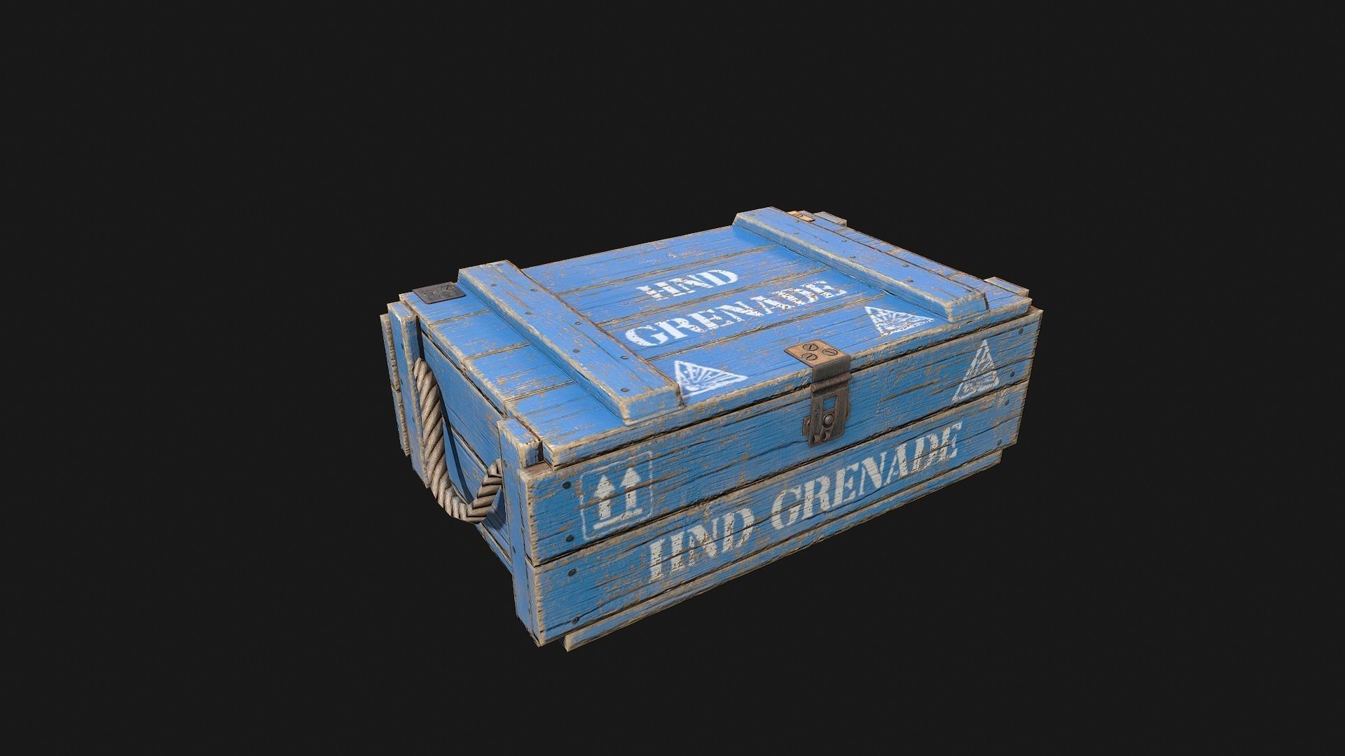 Low Poly PBR Wooden Military Crate 1 Low-poly 3D model_7