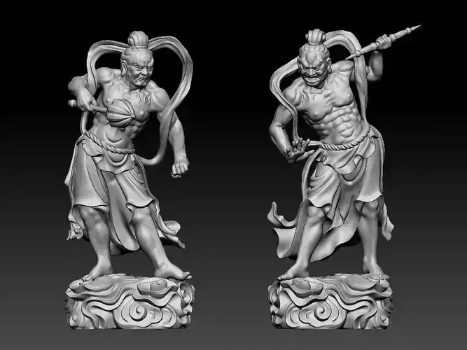 Guardian two statues of chinese gods