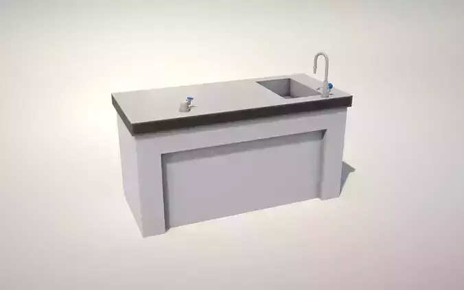 Science Desk Low-poly 3D model