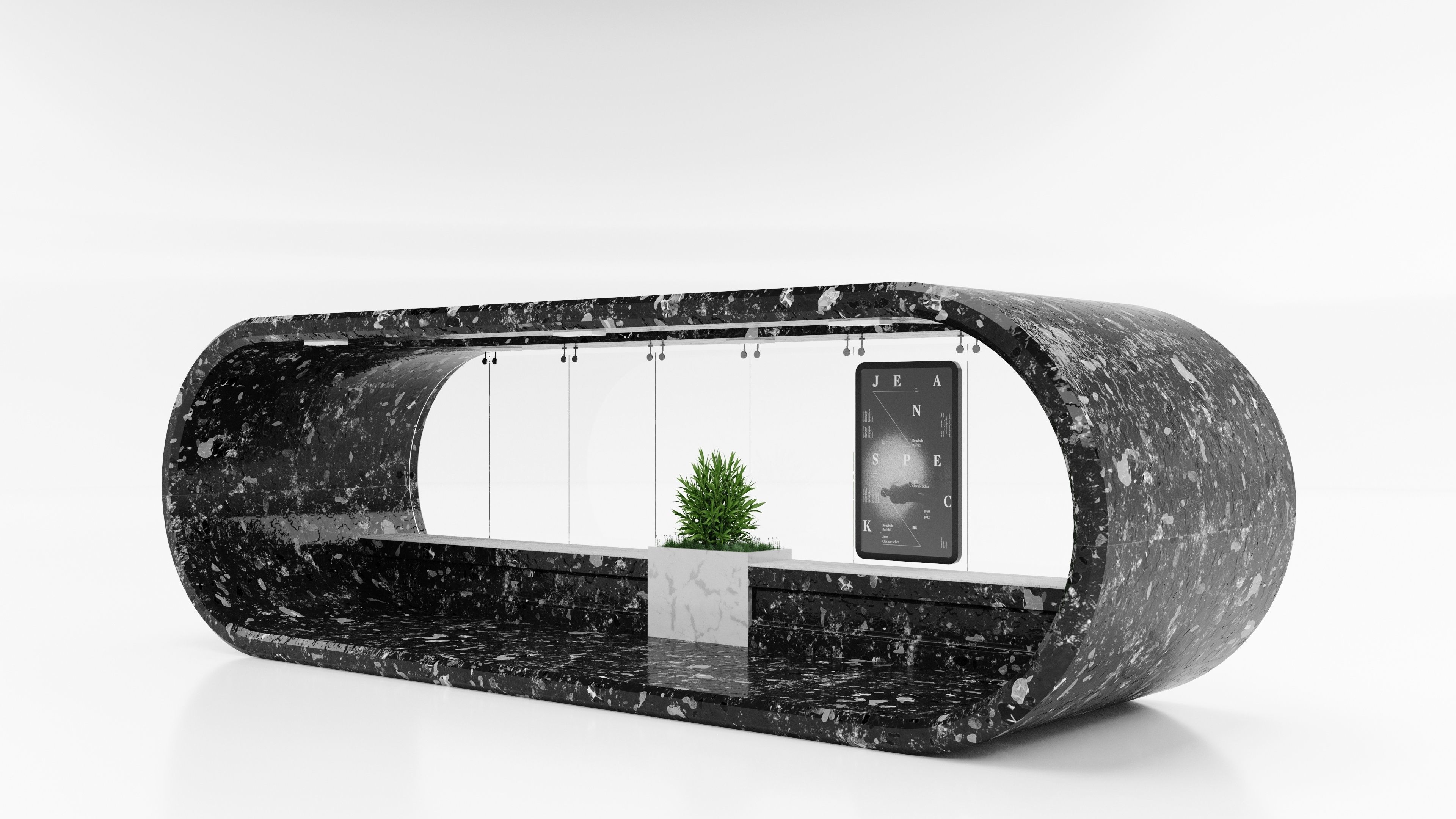 Oval busstop big 3D model_1