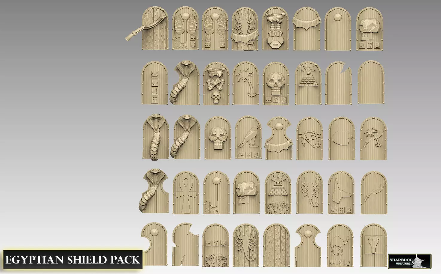 Egyptian Shield Pack 3D print model_0