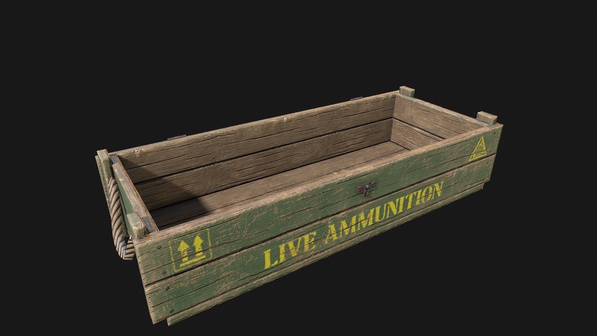 Low Poly PBR Wooden Military Crate 2 Low-poly 3D model_2