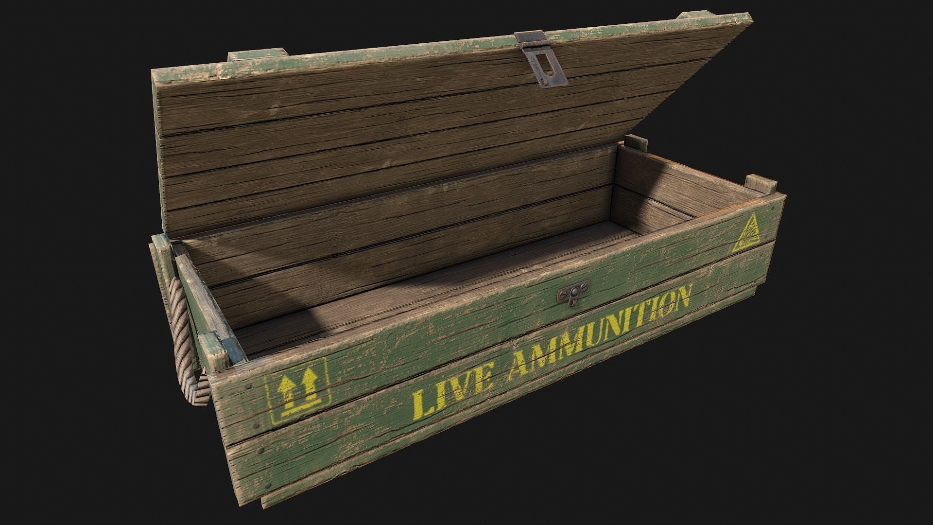 Low Poly PBR Wooden Military Crate 2 Low-poly 3D model_4
