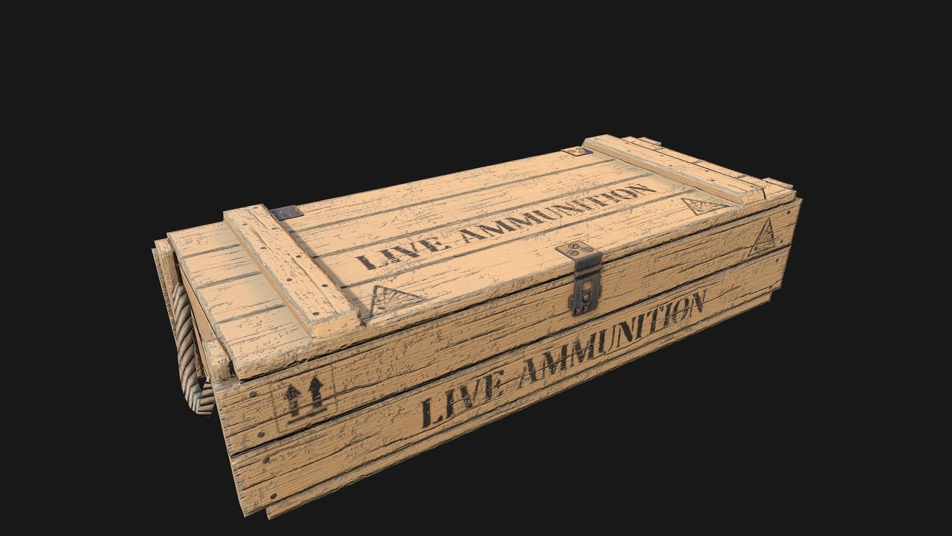 Low Poly PBR Wooden Military Crate 2 Low-poly 3D model_8