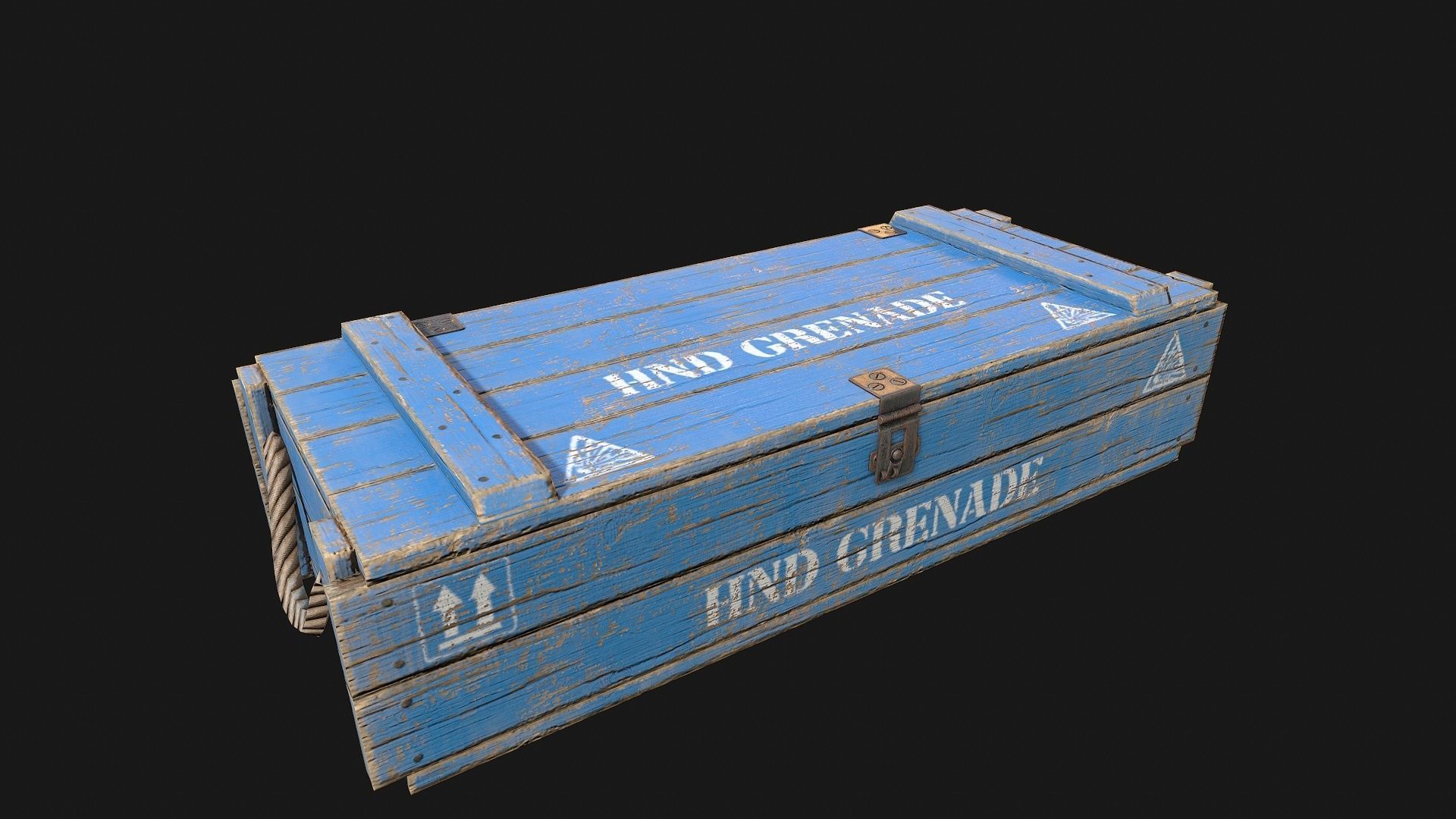 Low Poly PBR Wooden Military Crate 2 Low-poly 3D model_7