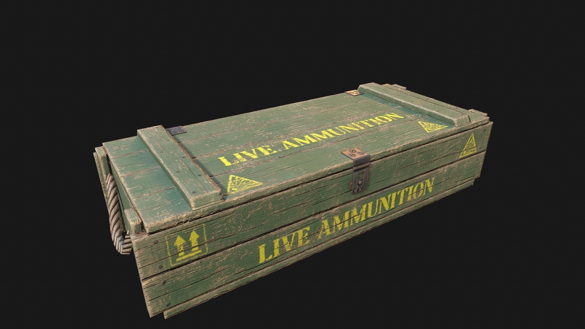 Low Poly PBR Wooden Military Crate 2 Low-poly 3D model_5