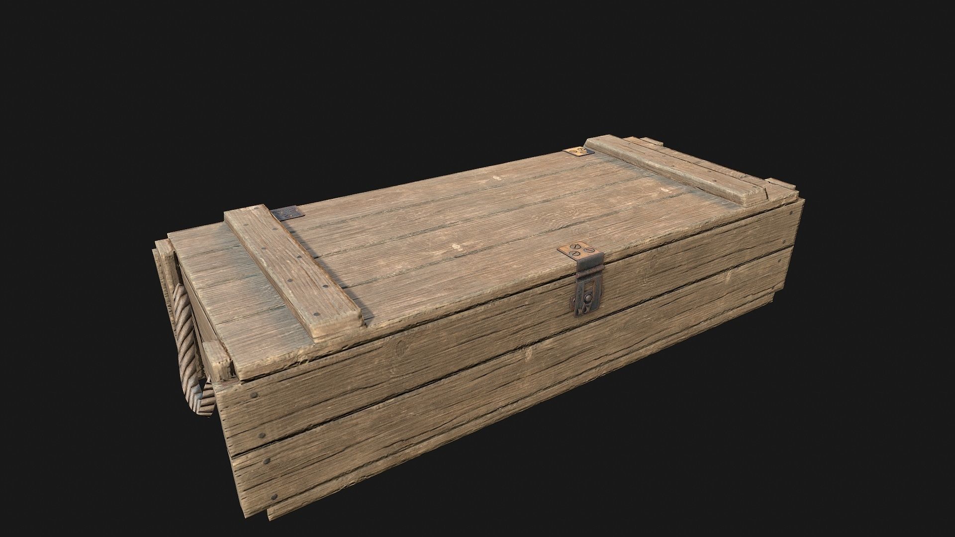 Low Poly PBR Wooden Military Crate 2 Low-poly 3D model_9