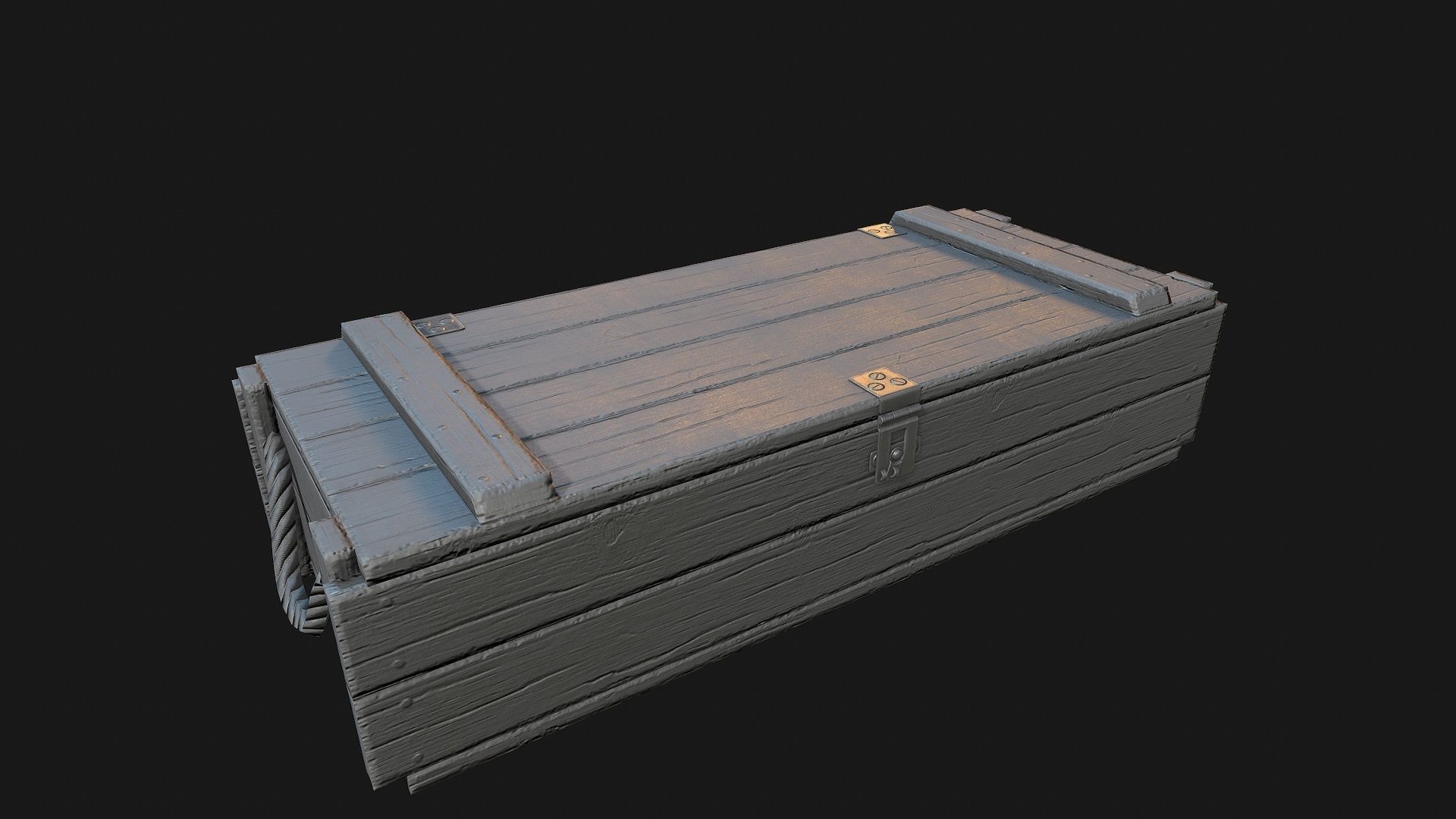 Low Poly PBR Wooden Military Crate 2 Low-poly 3D model_10