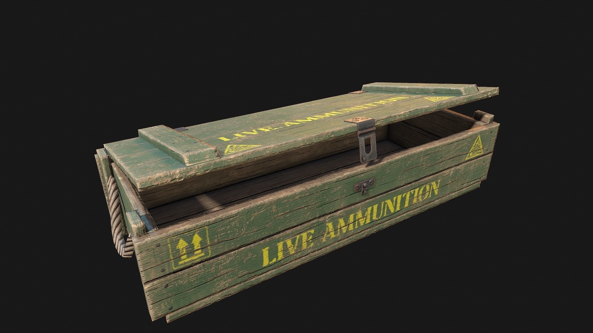 Low Poly PBR Wooden Military Crate 2 Low-poly 3D model_3