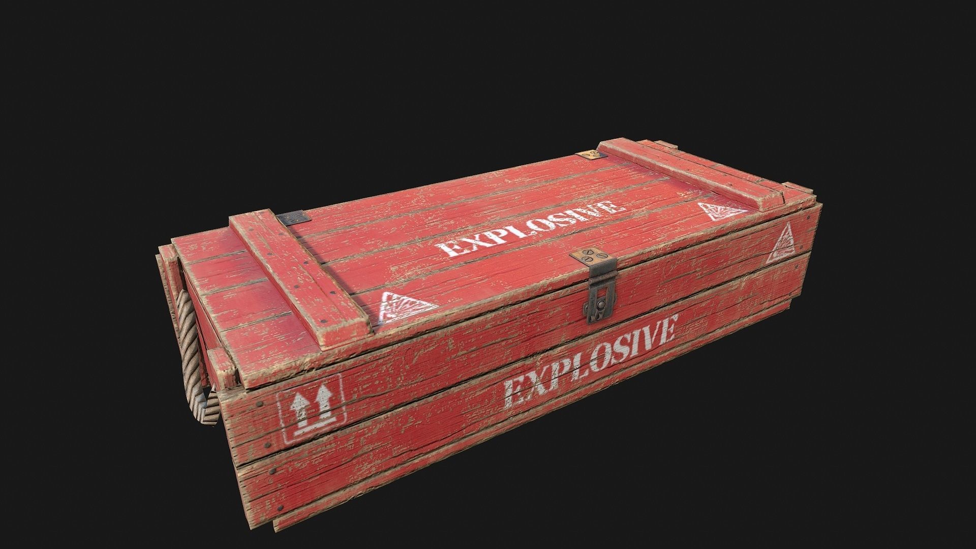 Low Poly PBR Wooden Military Crate 2 Low-poly 3D model_6