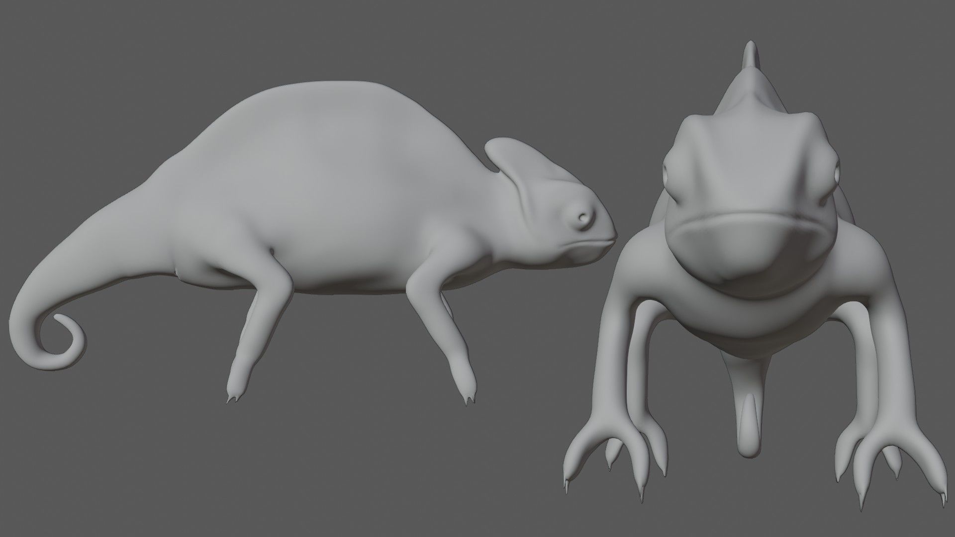 Green Chameleon Low-poly 3D model_5