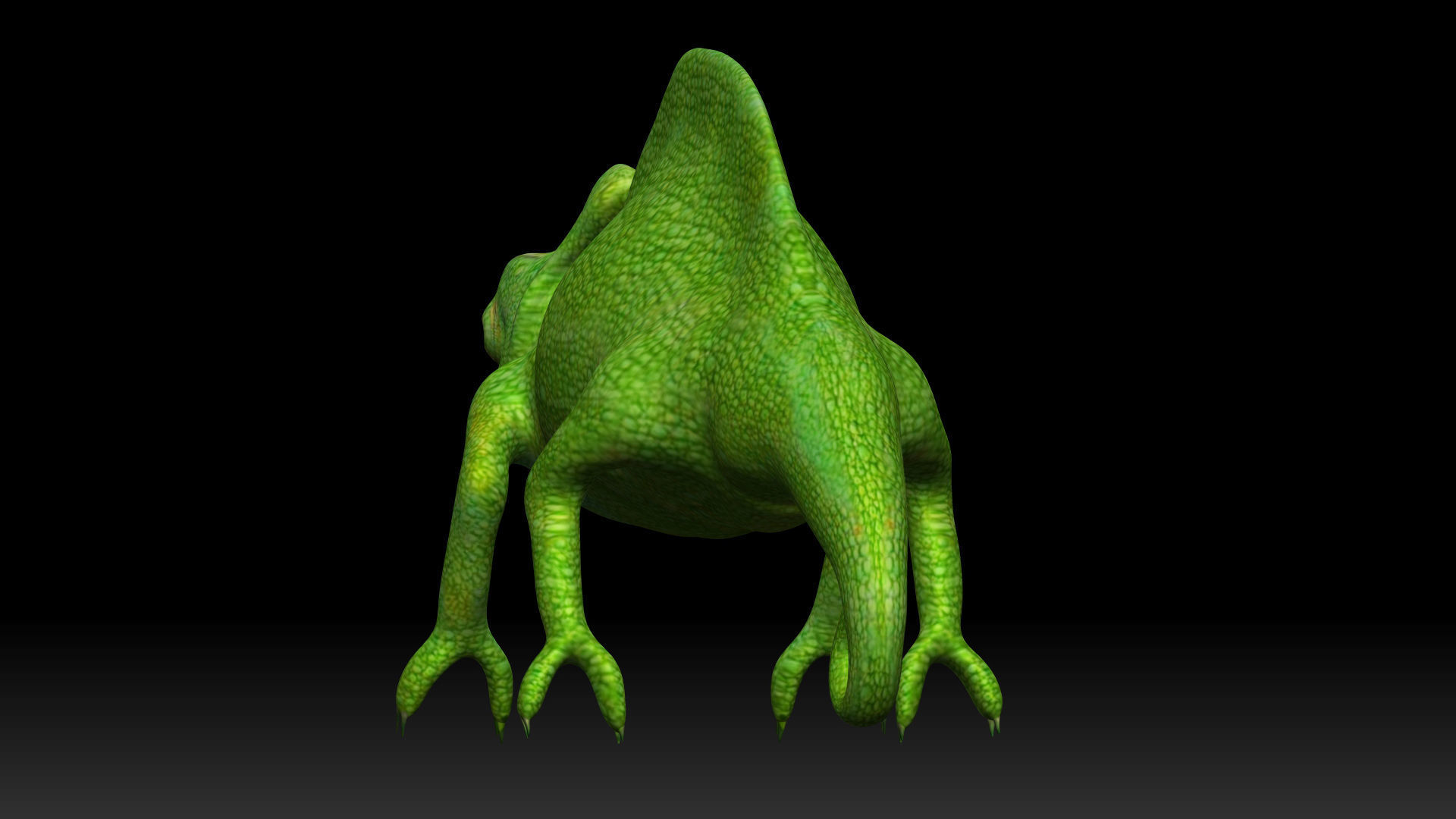 Green Chameleon Low-poly 3D model_1