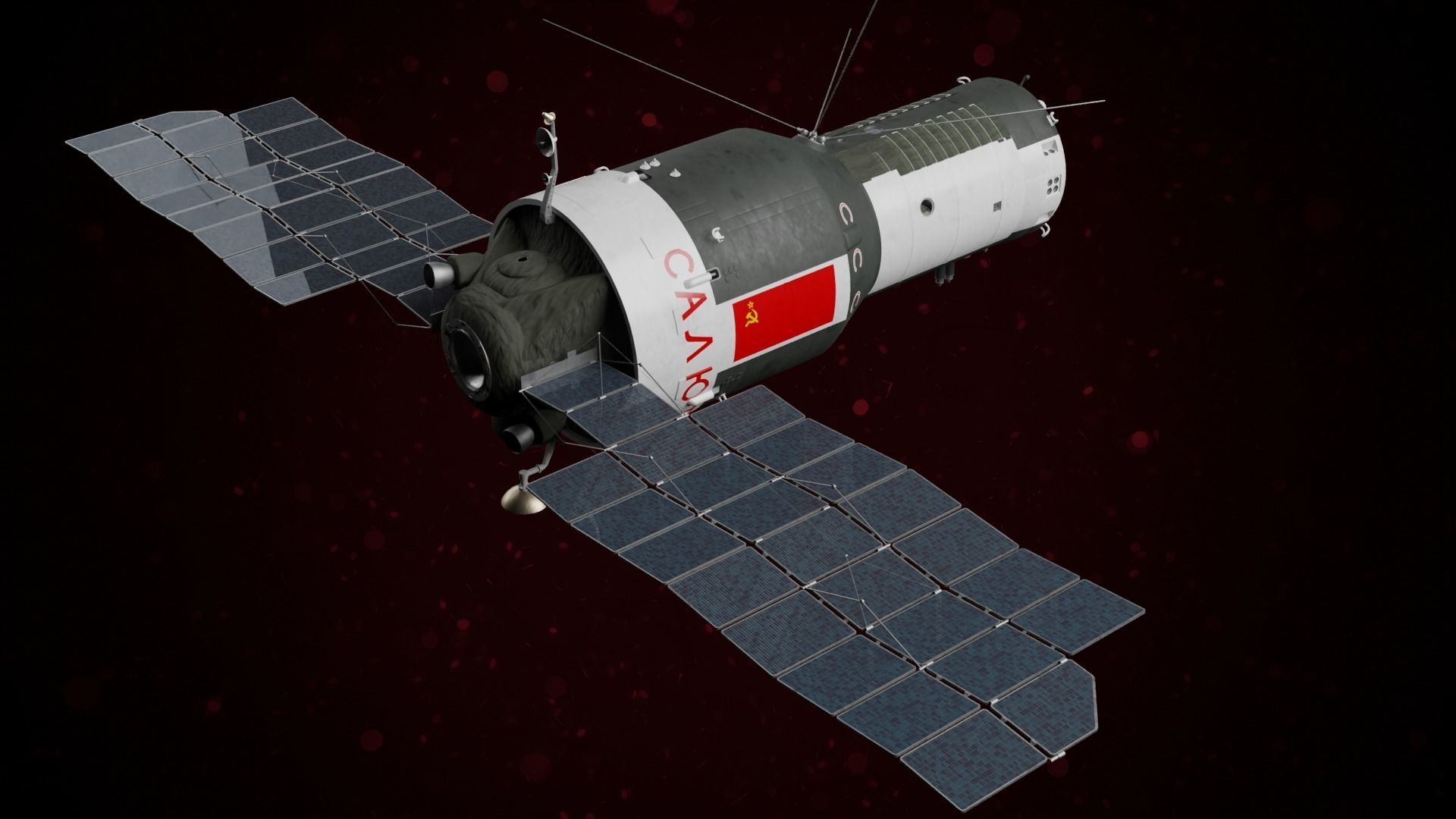Almaz Military Salyut Space Station 3D model | CGTrader