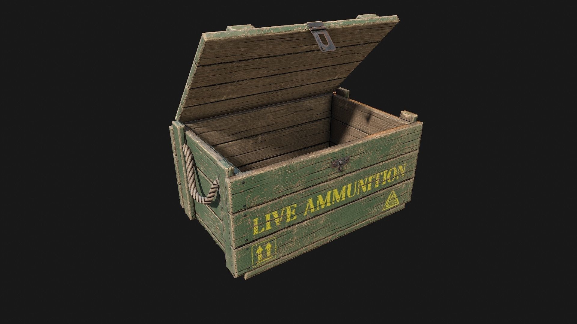 Low Poly PBR Wooden Military Crate 3 Low-poly 3D model_4