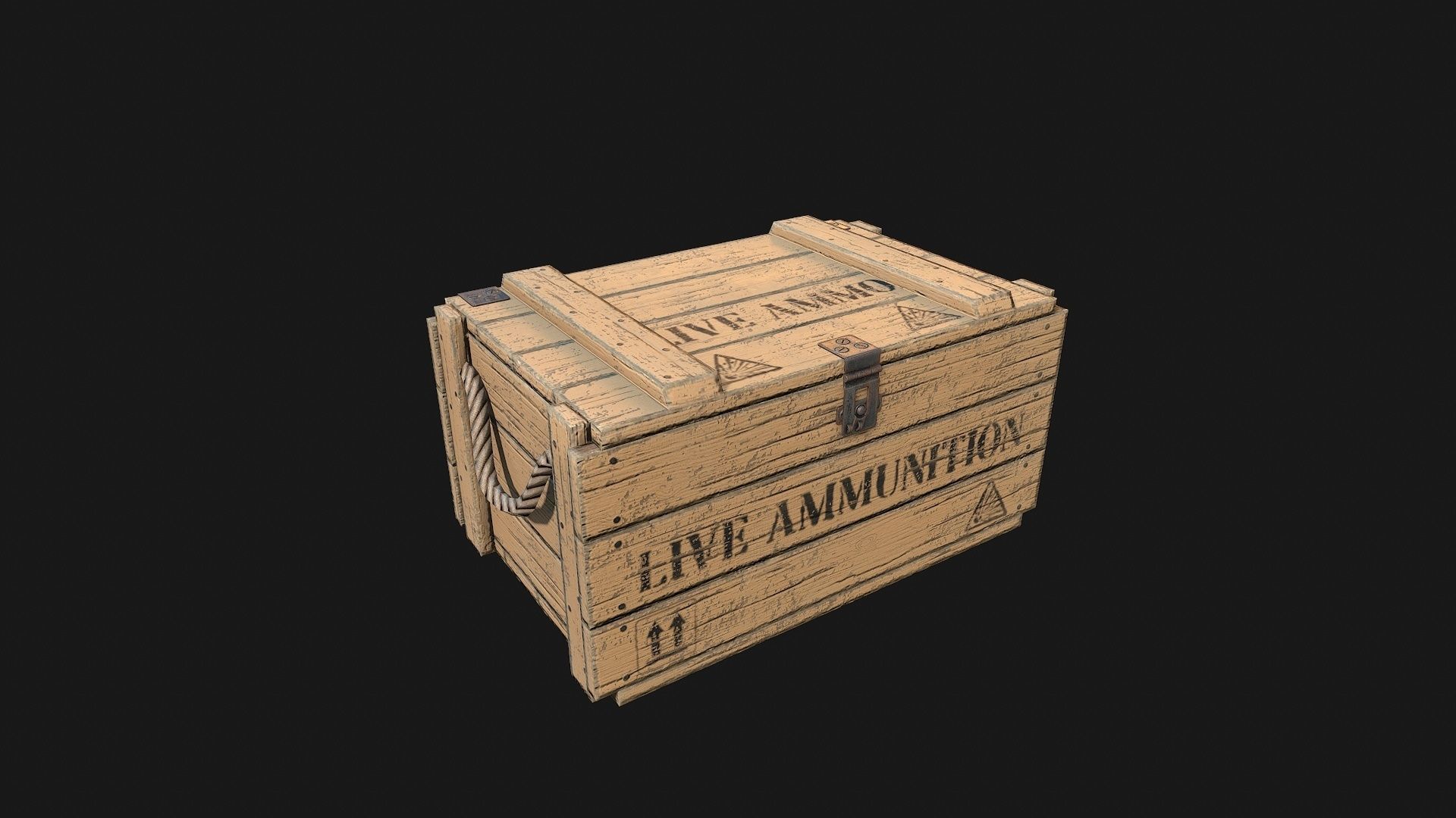 Low Poly PBR Wooden Military Crate 3 Low-poly 3D model_8