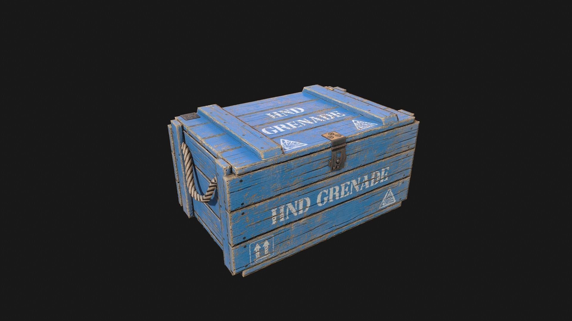 Low Poly PBR Wooden Military Crate 3 Low-poly 3D model_7
