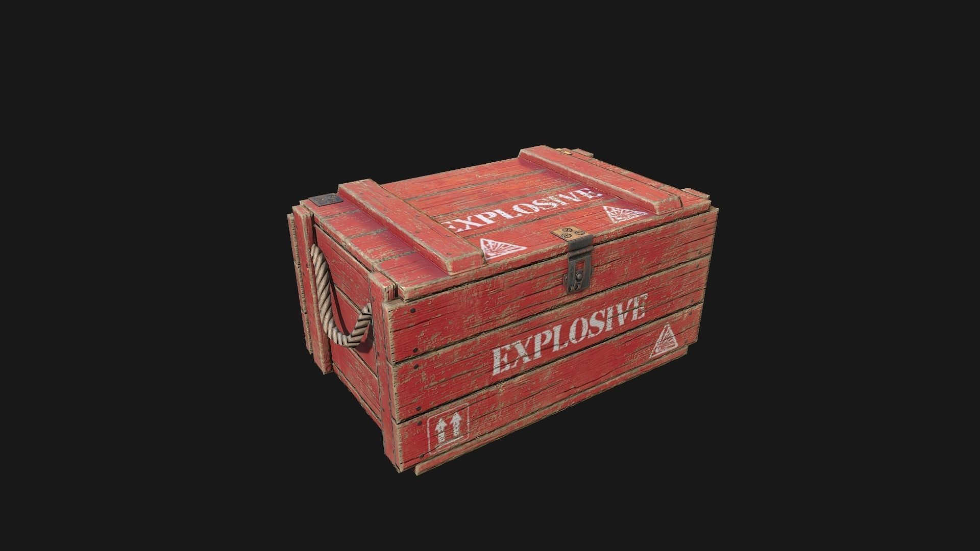Low Poly PBR Wooden Military Crate 3 Low-poly 3D model_6