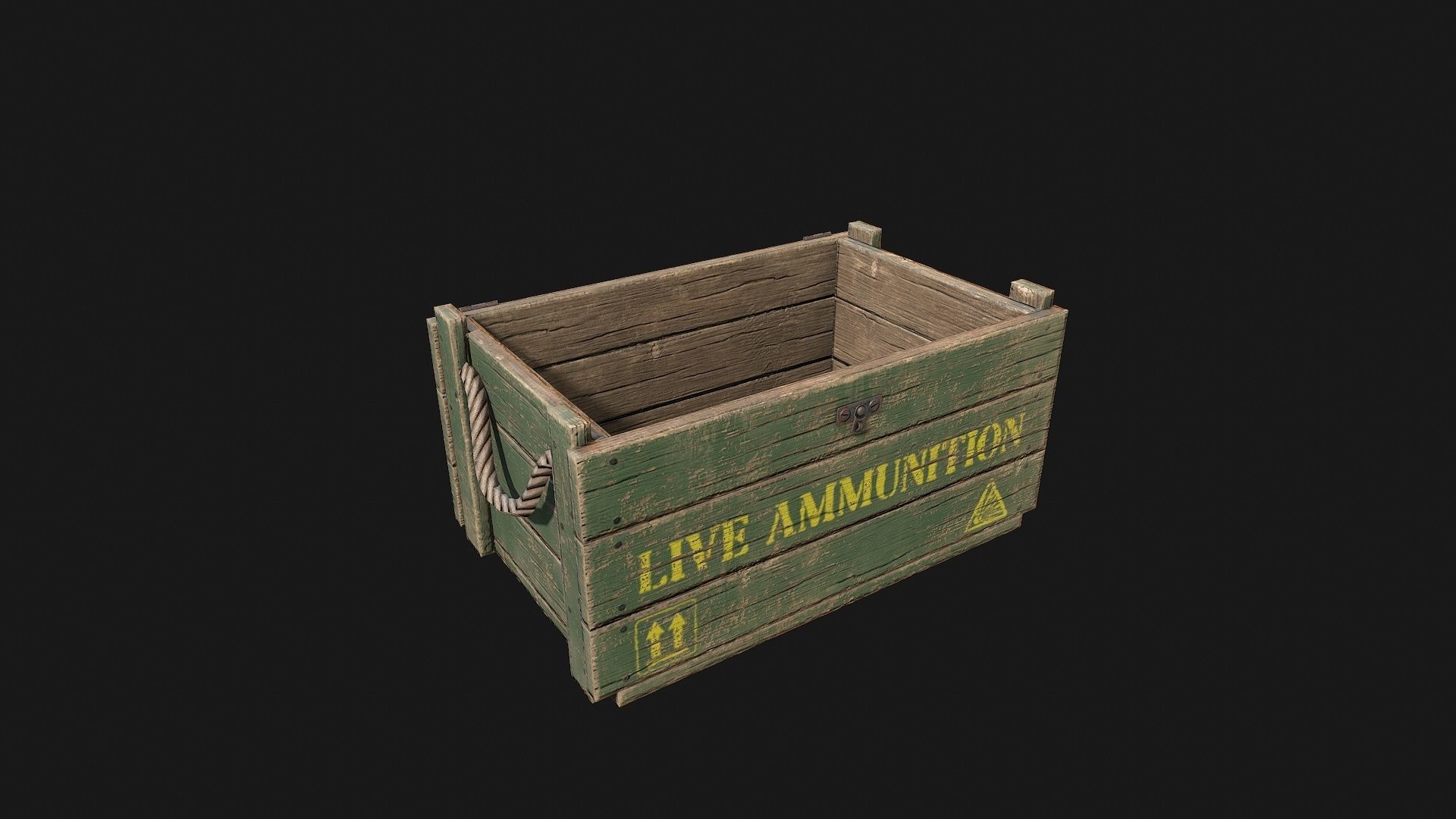 Low Poly PBR Wooden Military Crate 3 Low-poly 3D model_2