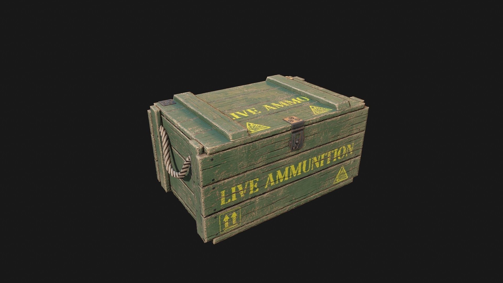 Low Poly PBR Wooden Military Crate 3 Low-poly 3D model_5