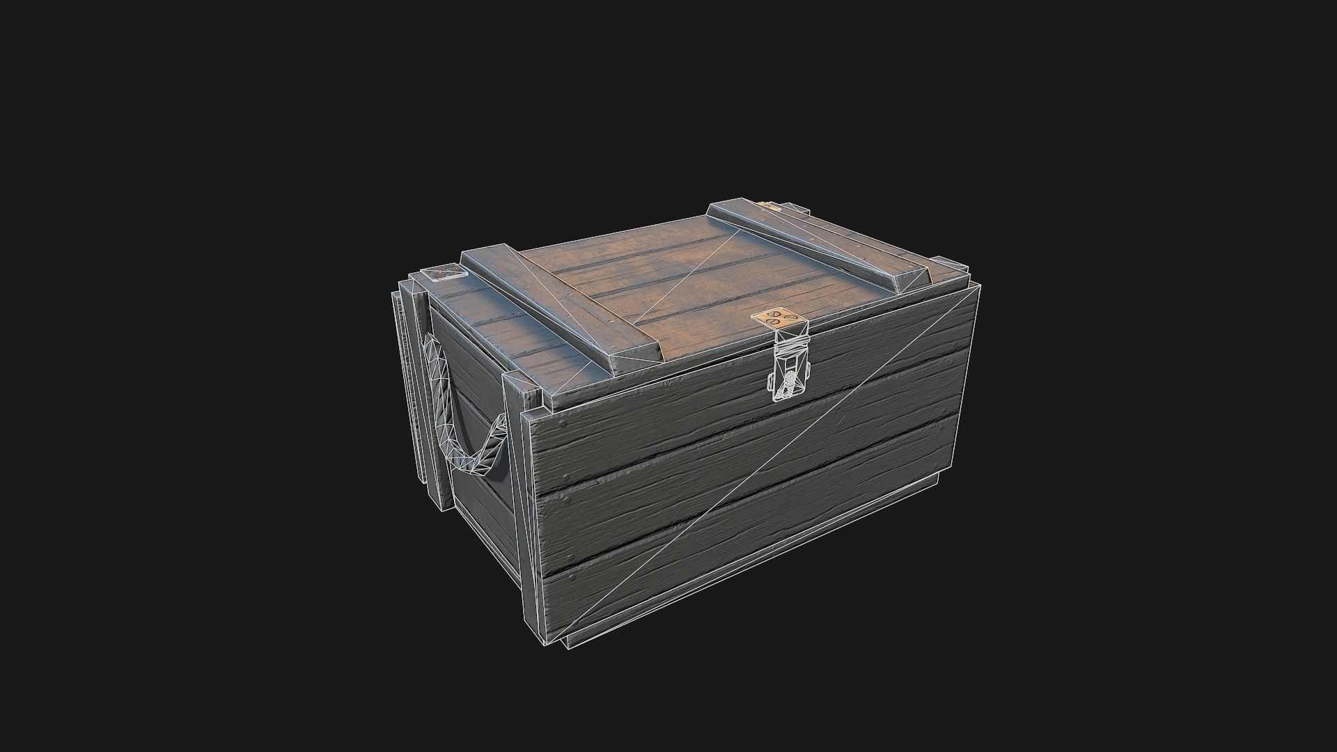 Low Poly PBR Wooden Military Crate 3 Low-poly 3D model_11