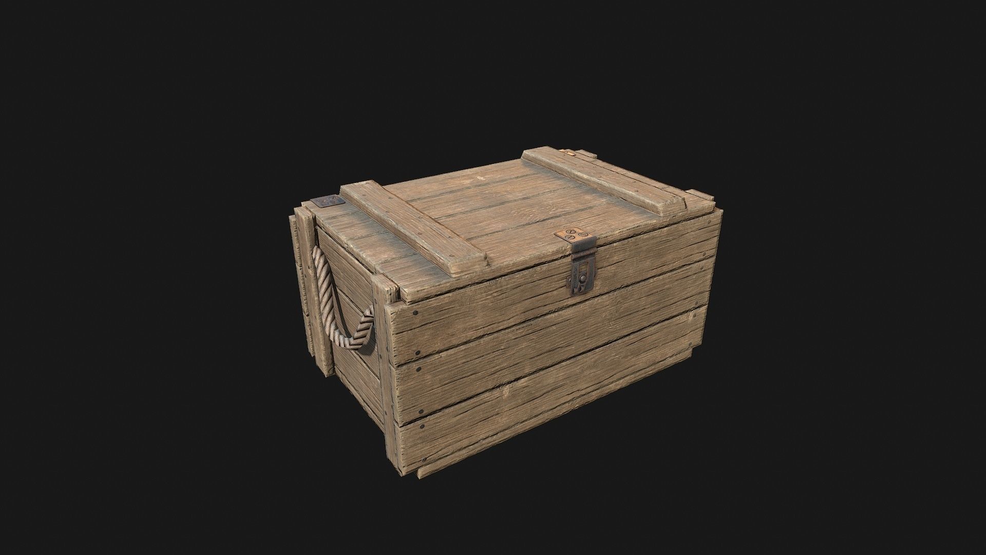 Low Poly PBR Wooden Military Crate 3 Low-poly 3D model_9