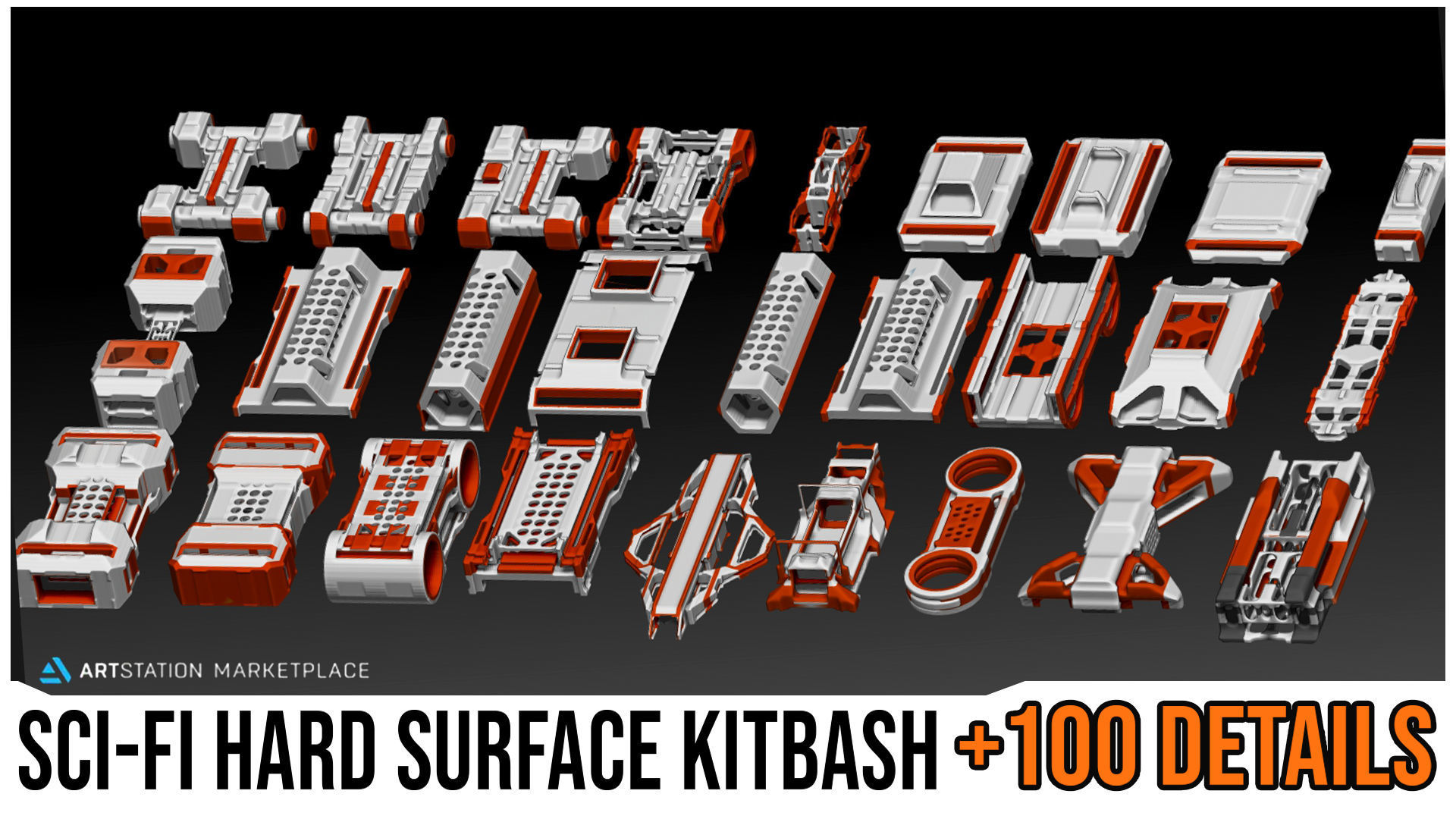 Sci-Fi Hard Surface KITBASH BUNDLE 120 DETAILS   3D model_1