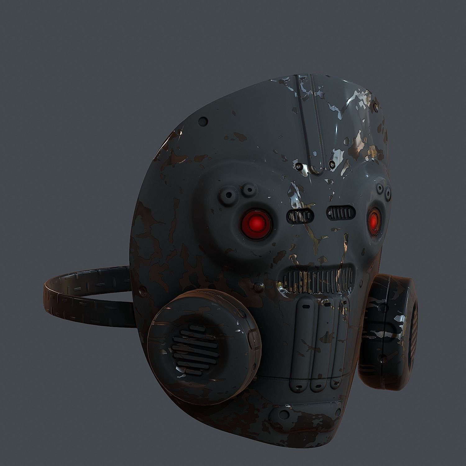 Gas mask helmet 3d model scifi Low-poly 3D model Low-poly 3D model_2