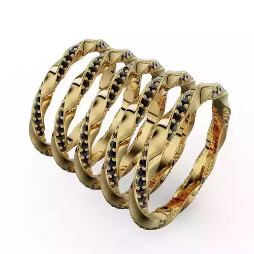 Set of twisted rings with stones 3D print model Half