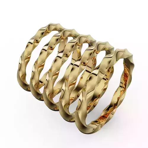Set of twisted rings with stones 3D print model NoStones 3D print model