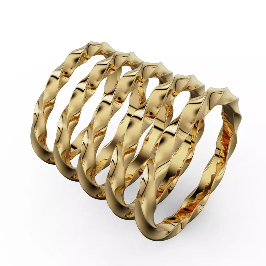 Set of twisted rings with stones 3D print model NoStones 3D print model_0