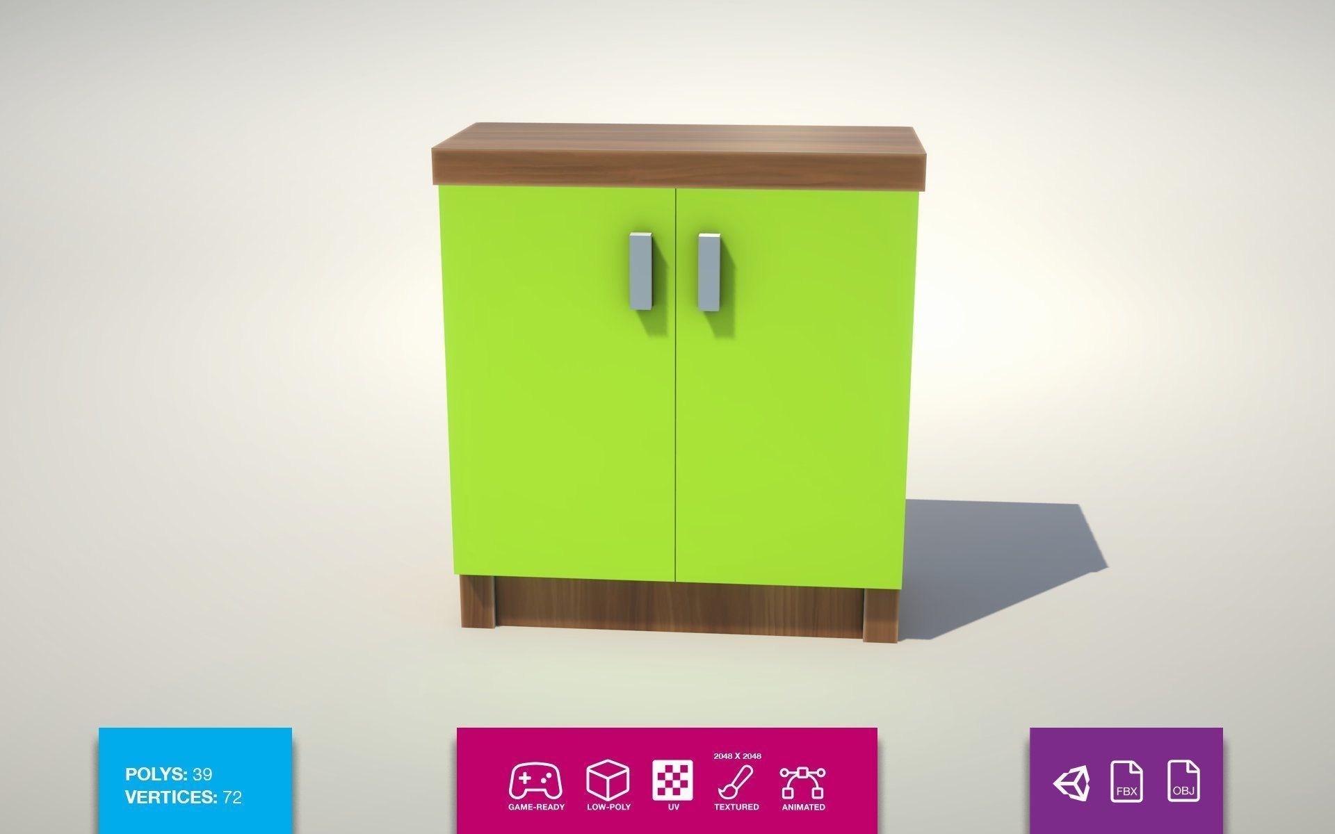 Cupboard - No 1 Low-poly 3D model_1