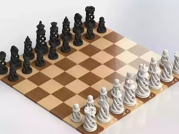 Spiral Chess Set Xadrez 3D model