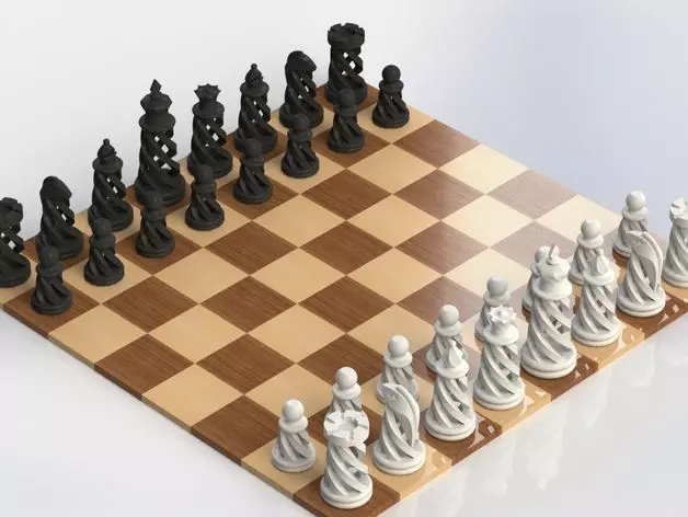 Spiral Chess Set Xadrez 3D model